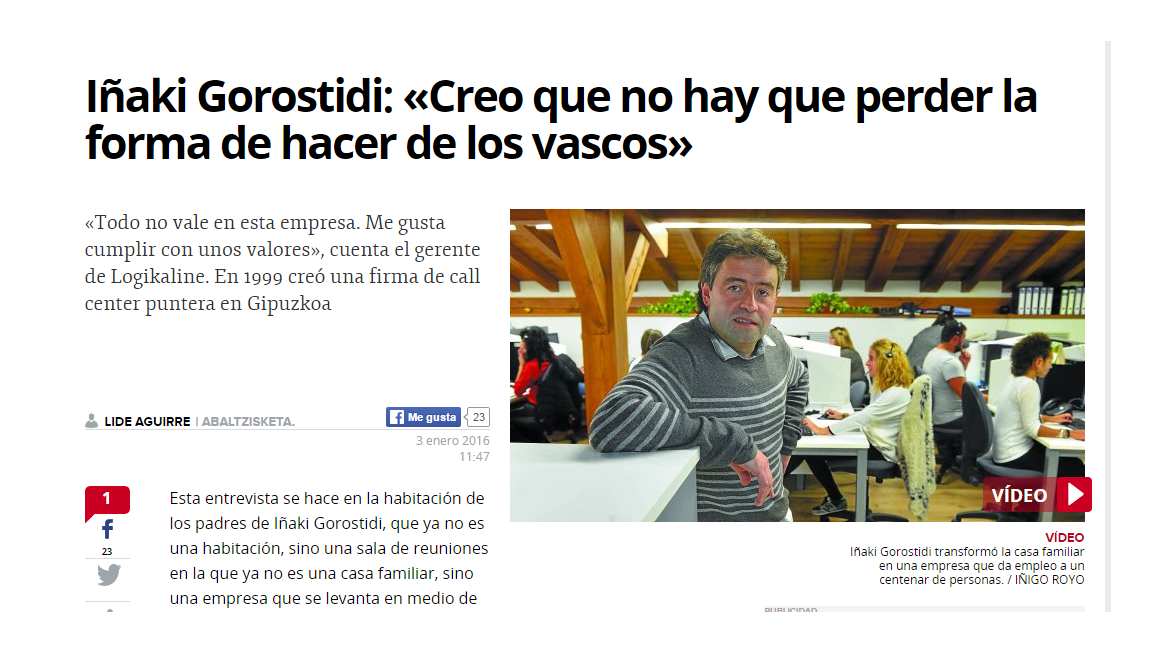 imagen de la entrevista a Iñaki Gorostidi en el Diario Vasco