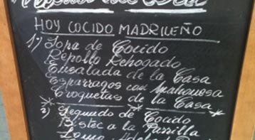 menú del día de un restaurante 